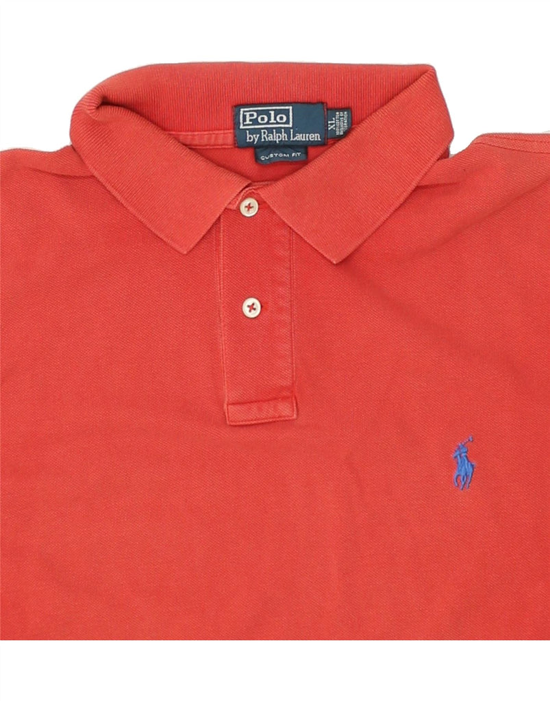 POLO RALPH LAUREN Mens Custom Fit Polo Shirt XL Red Cotton | Vintage Polo Ralph Lauren | Thrift | Second-Hand Polo Ralph Lauren | Used Clothing | Messina Hembry 
