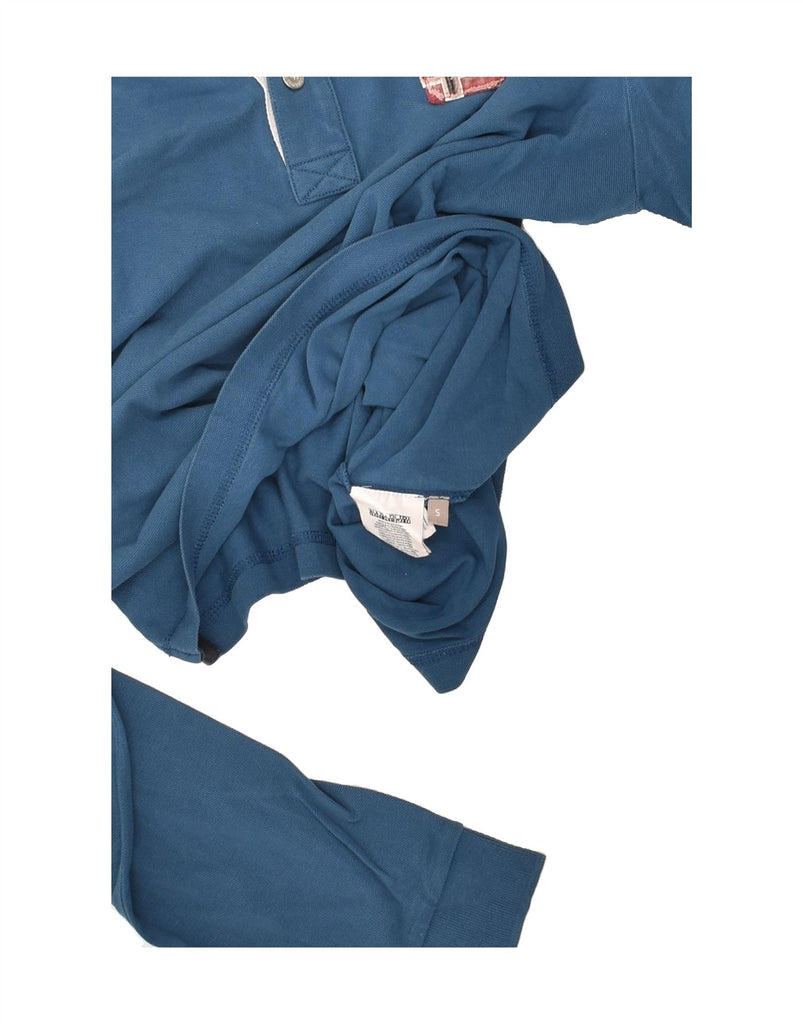 NAPAPIJRI Mens Long Sleeve Polo Shirt Small Blue Cotton | Vintage Napapijri | Thrift | Second-Hand Napapijri | Used Clothing | Messina Hembry 
