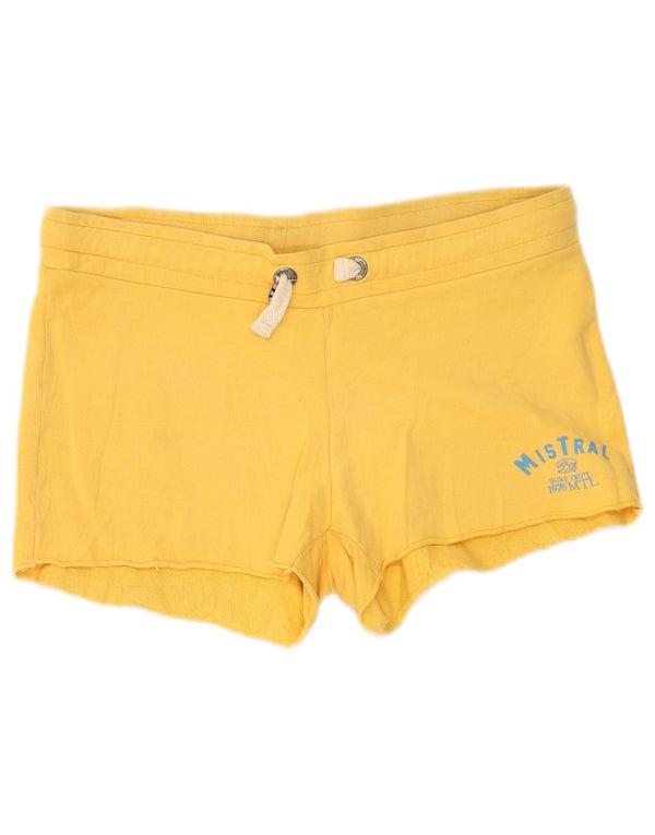 Mistral Womens Graphic Sport Shorts UK 10 Small  Yellow