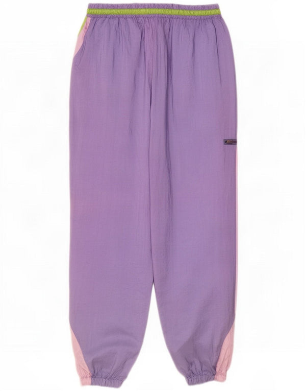 Vintage Mens Cargo Tracksuit Trousers Joggers Medium Purple Colourblock