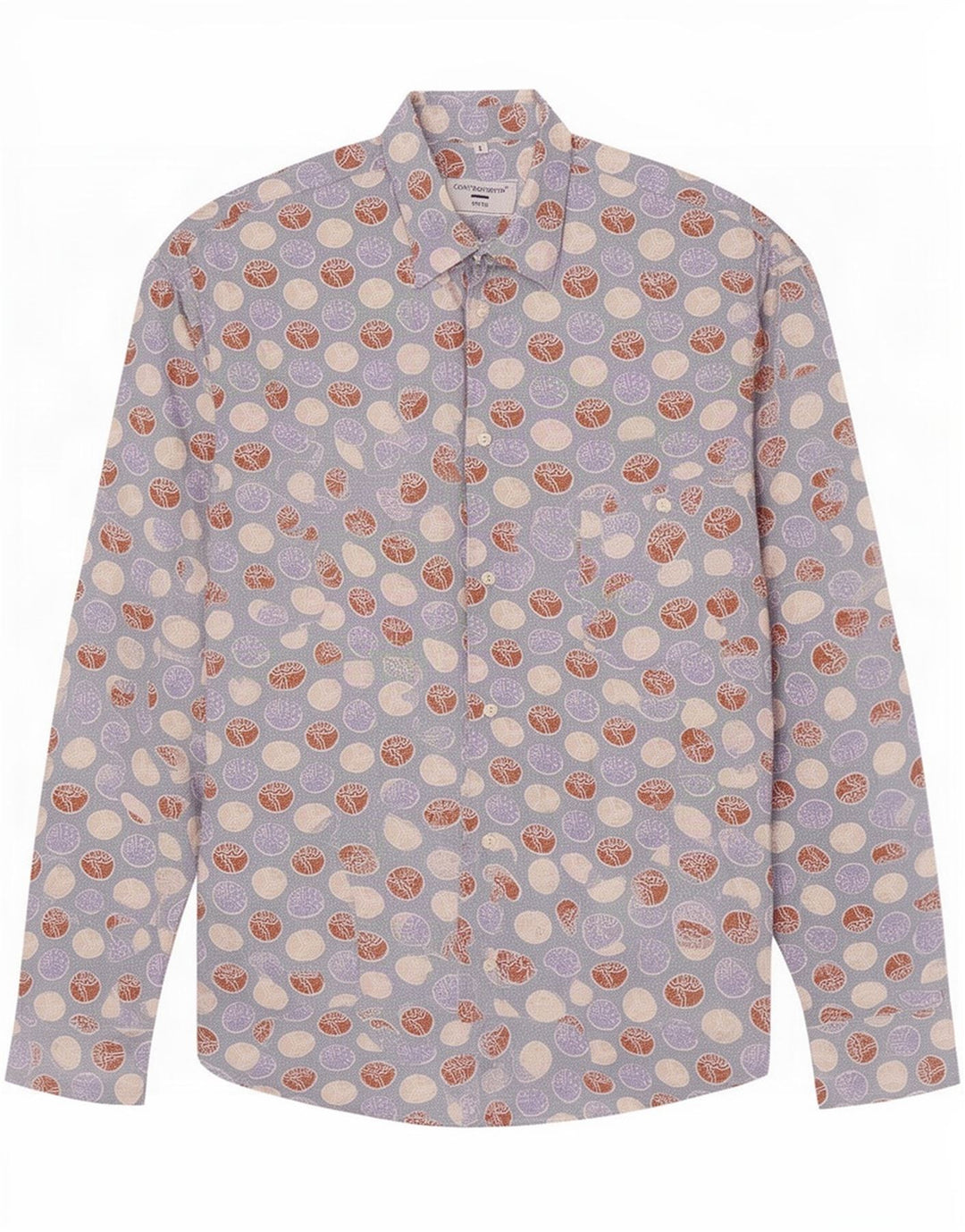 Controvento Mens Abstract Pattern Shirt Large Blue Cotton
