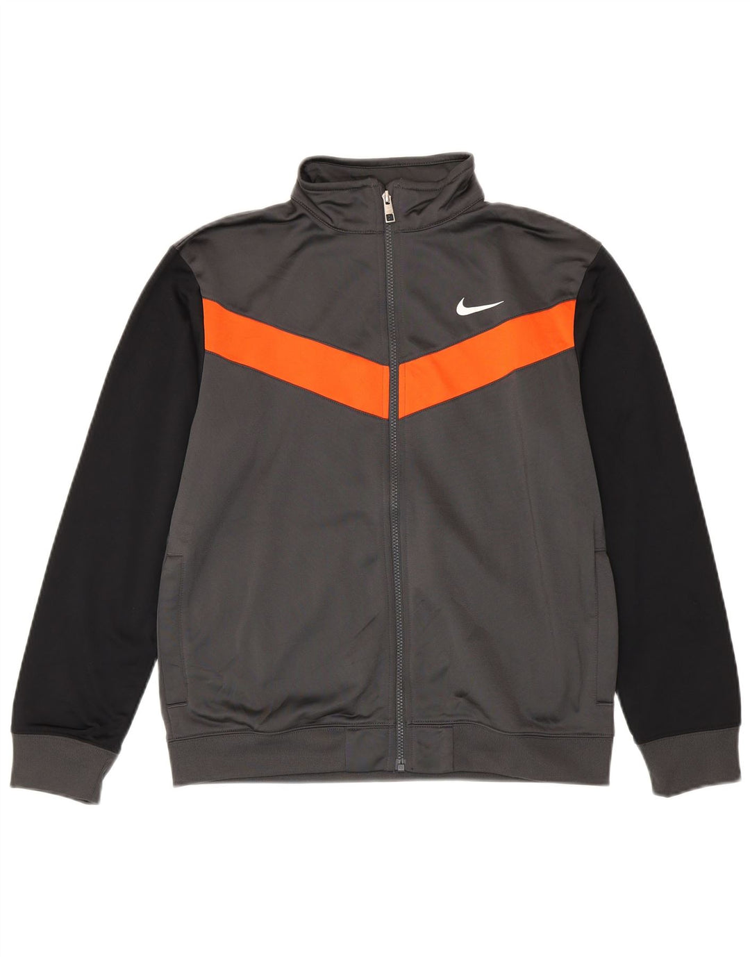 Nike Boys Tracksuit Top Jacket 13-14 Years XL Grey Colourblock Polyester
