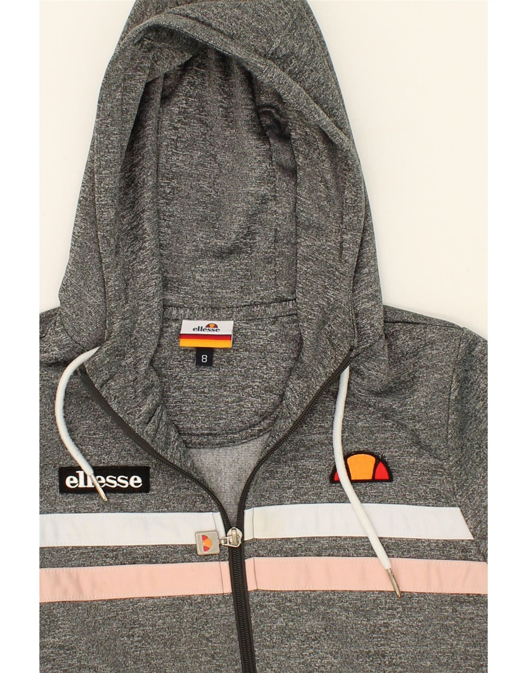 ELLESSE Womens Zip Hoodie Sweater UK 8 Small Grey Polyester Vintage Ellesse and Second-Hand Ellesse from Messina Hembry 
