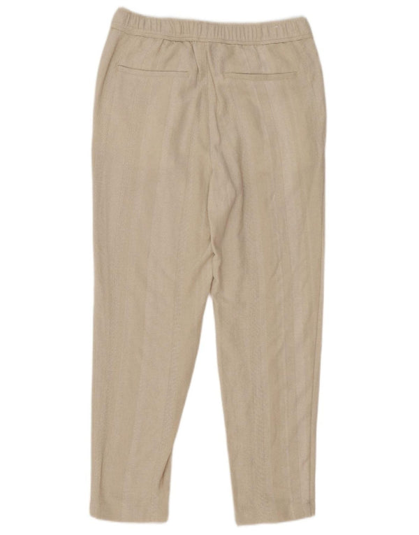 Zara Womens Straight Chino Trousers Large W32 L28 Off White Striped Cotton