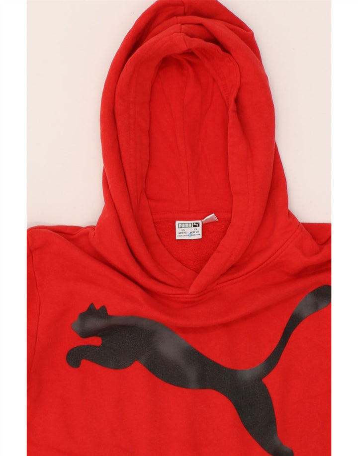 PUMA Boys Graphic Hoodie Jumper 10-11 Years Medium Red Cotton Vintage Puma and Second-Hand Puma from Messina Hembry 
