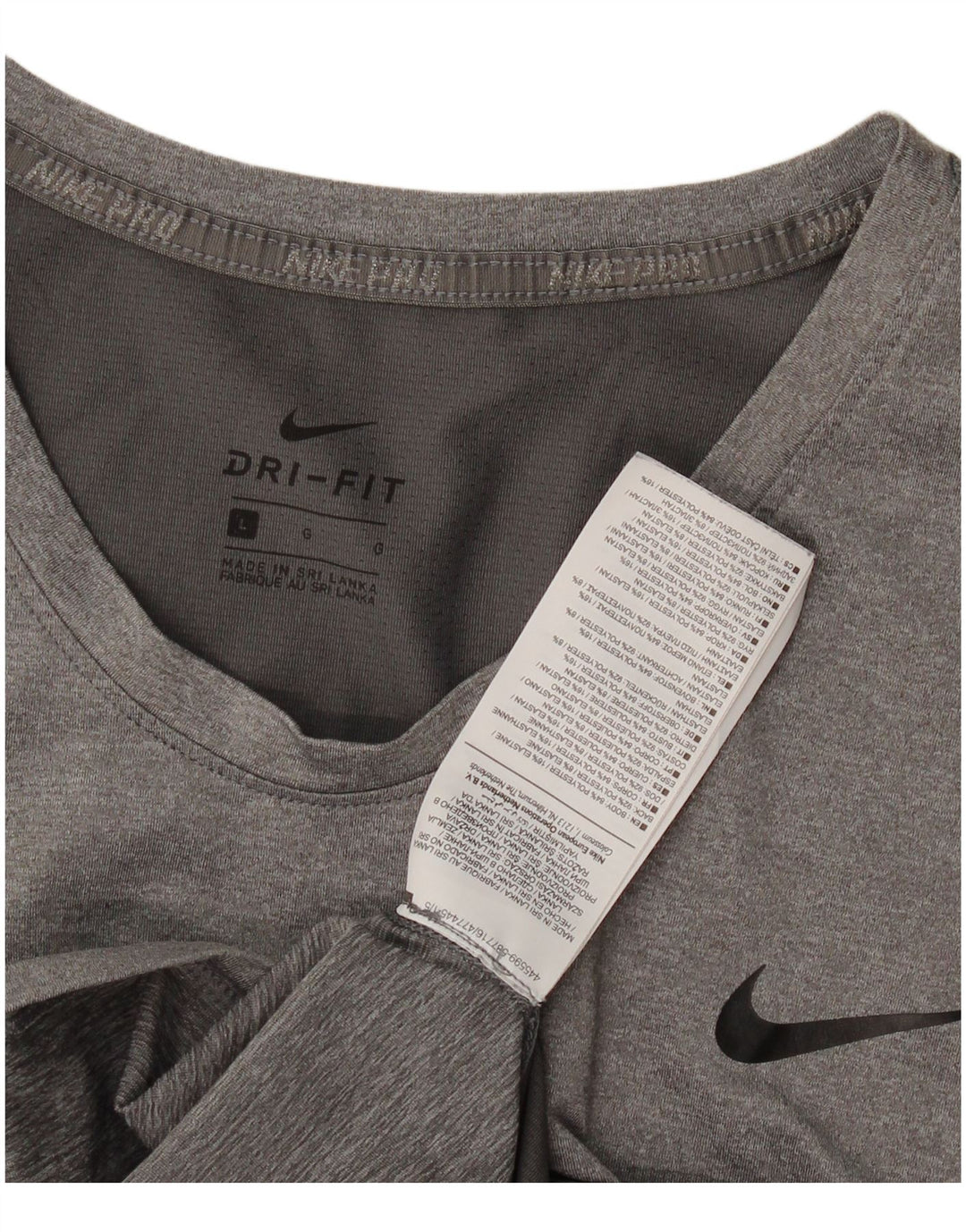 Nike Womens Dri Fit T-Shirt Top UK 14 Large Grey Polyester