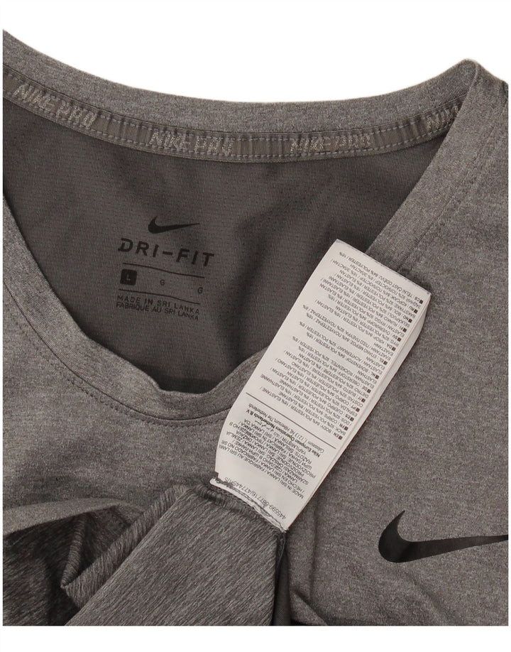 Nike Womens Dri Fit T-Shirt Top UK 14 Large Grey Polyester