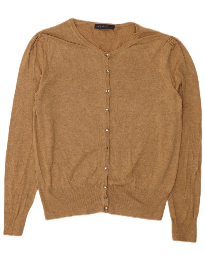 Marks & Spencer Womens Cardigan Sweater UK 14 Large  Beige Viscose