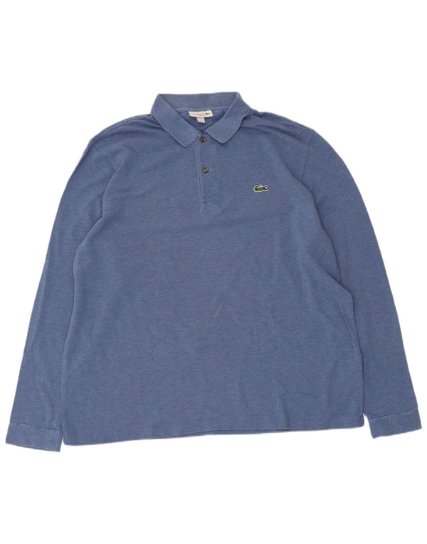 Lacoste Mens Long Sleeve Classic Fit Polo Shirt Size 7 2XL Blue Cotton