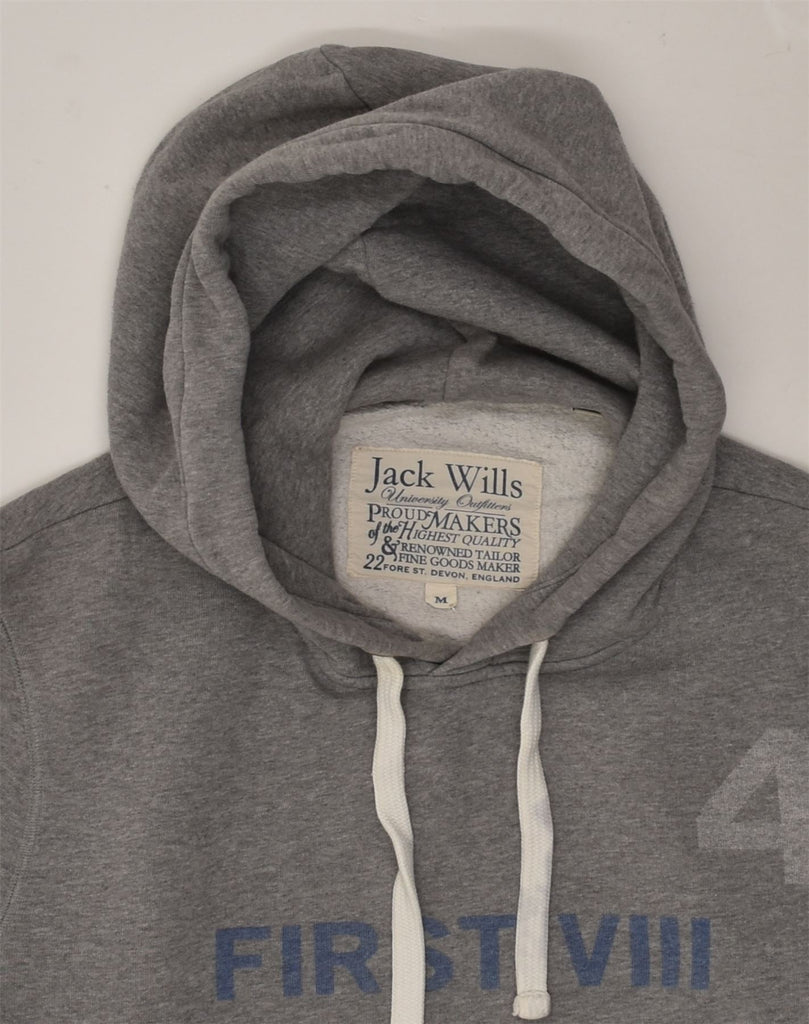 JACK WILLS Mens Graphic Hoodie Jumper Medium Grey Cotton | Vintage Jack Wills | Thrift | Second-Hand Jack Wills | Used Clothing | Messina Hembry 