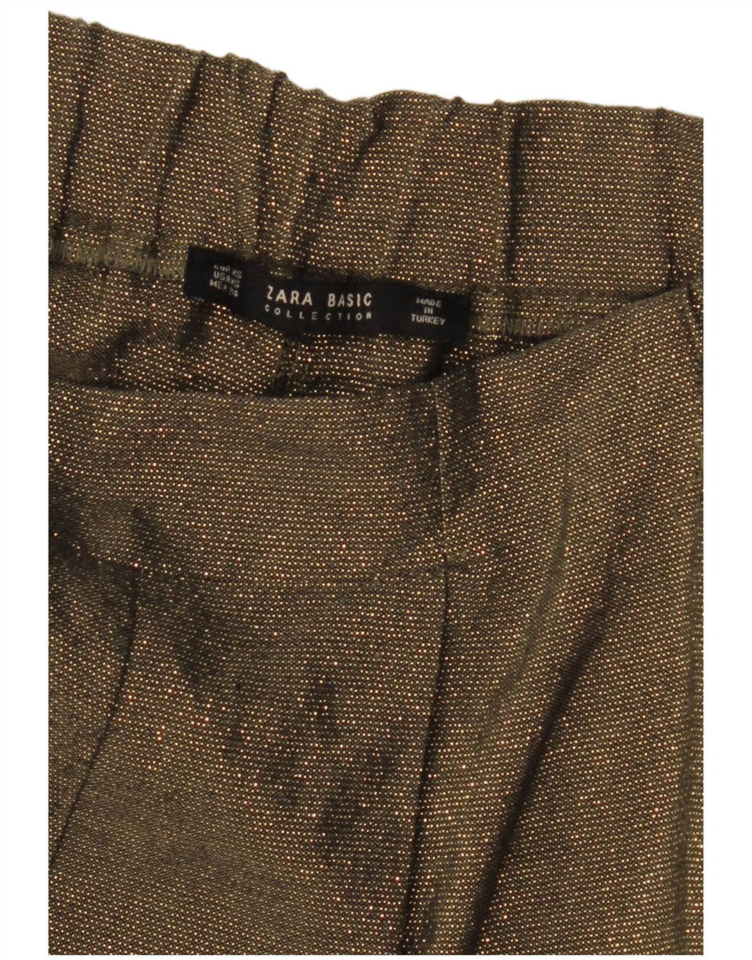 ZARA Womens High Waist Wide Leg Capri Trousers XS W24 Khaki Flecked