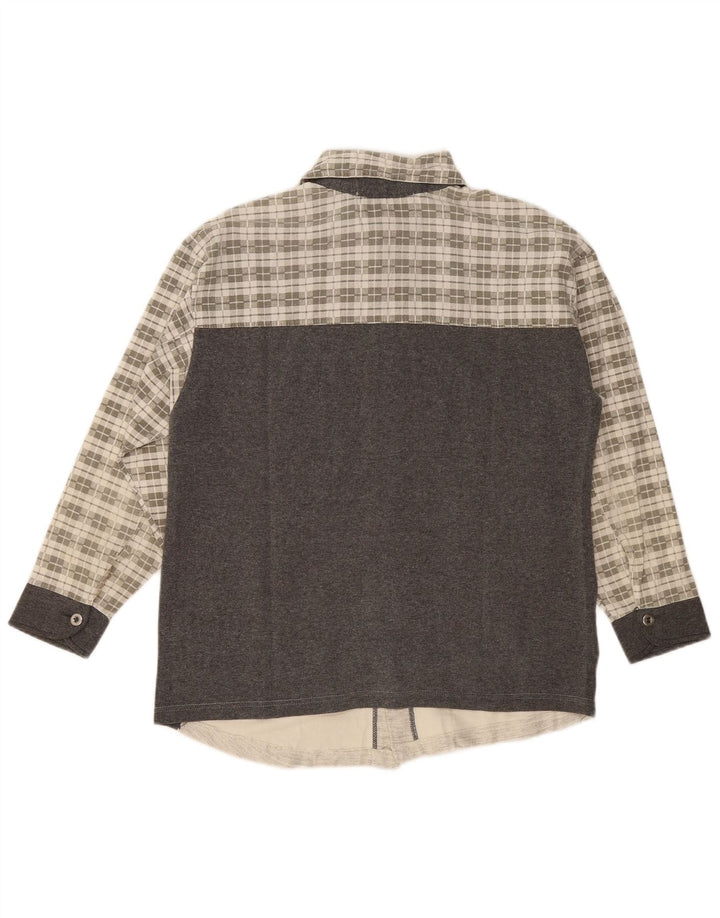 Vintage Mens Graphic Flannel Shirt Medium Grey Check Cotton