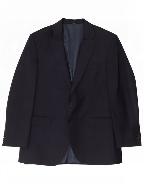 Marks & Spencer Mens 2 Button Blazer Jacket UK 44 XL Navy Blue Polyester