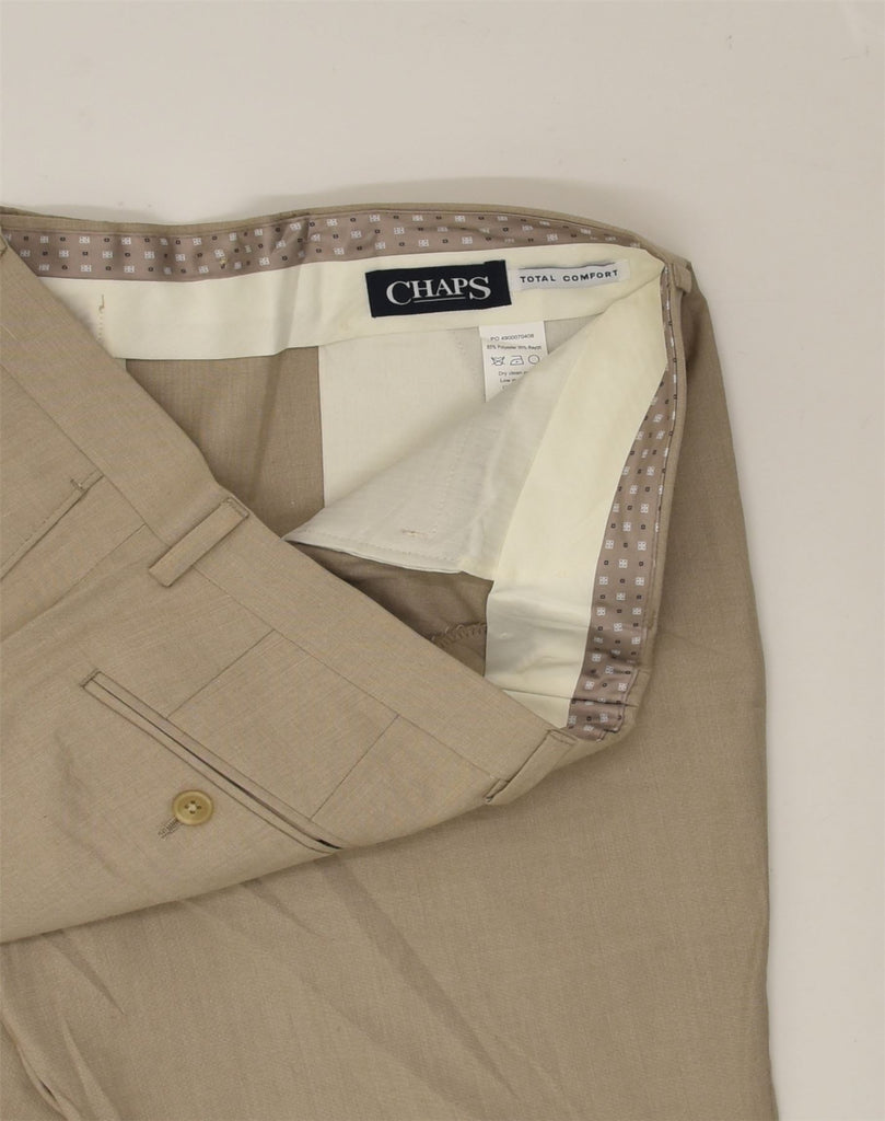 CHAPS Mens Total Comfort Straight Chino Trousers W35 L30 Beige Polyester | Vintage Chaps | Thrift | Second-Hand Chaps | Used Clothing | Messina Hembry 