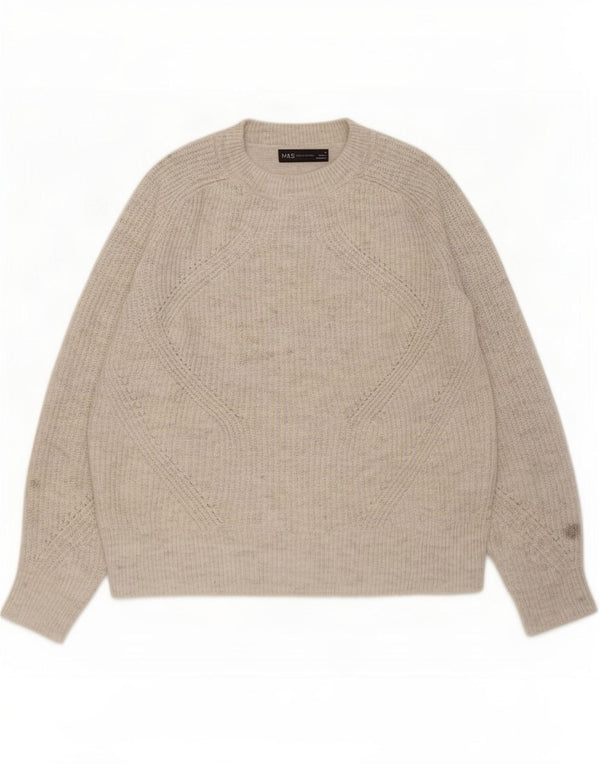 Marks & Spencer Womens Boat Neck Jumper Sweater UK 10 Small Grey Flecked