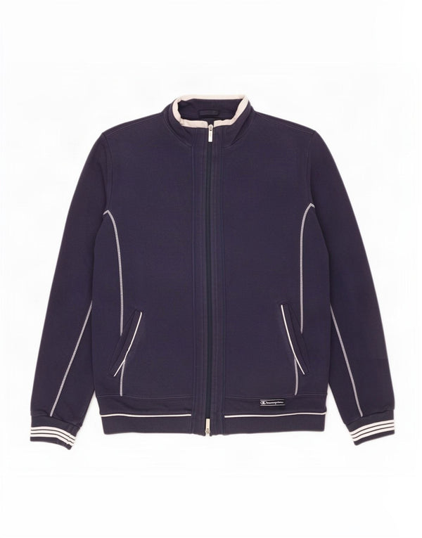 Champion Womens Easy Fit Tracksuit Top Jacket UK 16 Large Navy Blue Cotton