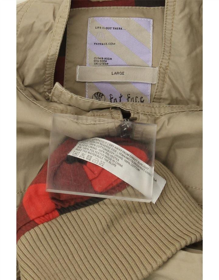 Fat Face Mens Bomber Jacket UK 40 Large Beige Cotton