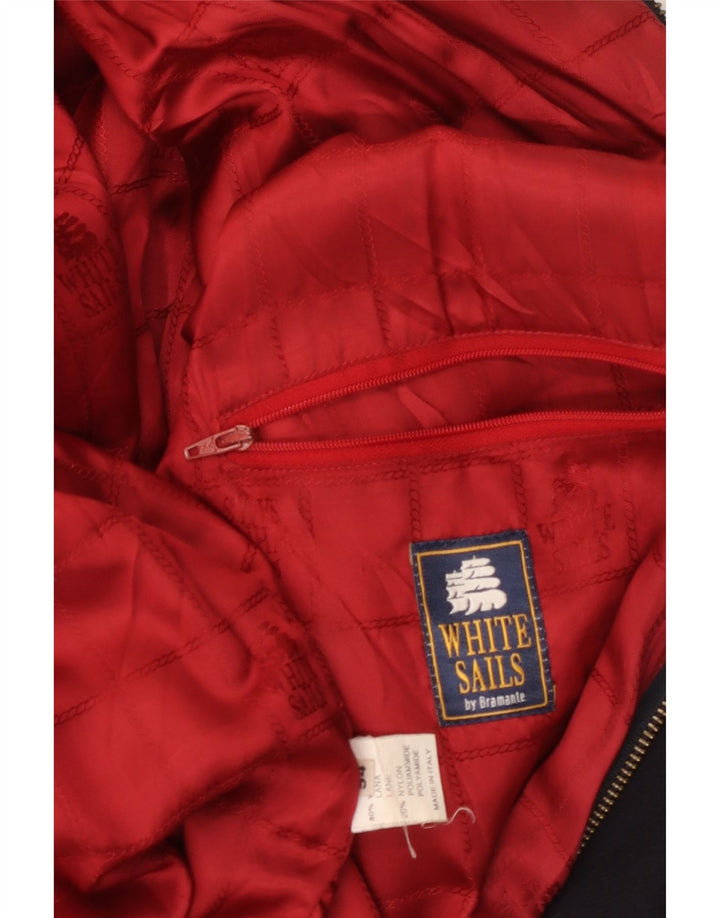 WHITE SAILS Mens Bomber Jacket IT 54 2XL Navy Blue Wool