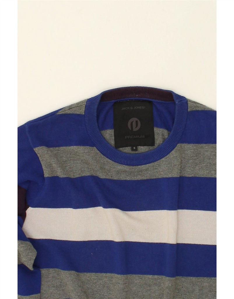 JACK & JONES Mens Premium Crew Neck Jumper Sweater Small Blue Striped | Vintage Jack & Jones | Thrift | Second-Hand Jack & Jones | Used Clothing | Messina Hembry 