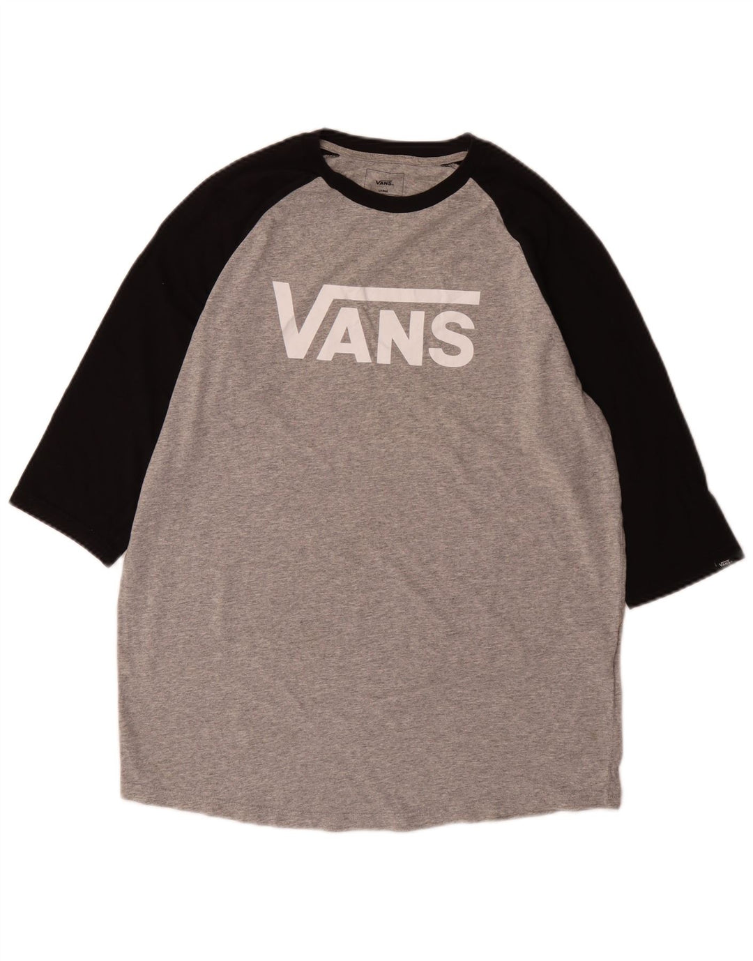 Vans Mens Custom Fit Graphic Top 3/4 Sleeve Large Grey Colourblock Cotton