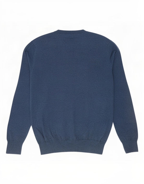 Marks & Spencer Mens V-Neck Jumper Sweater Large Navy Blue Cotton