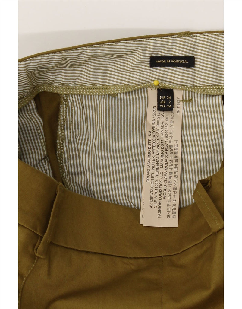 MASSIMO DUTTI Womens Straight Suit Trousers EU 34 2XS W24 L26 Khaki Cotton Vintage Massimo Dutti and Second-Hand Massimo Dutti from Messina Hembry 