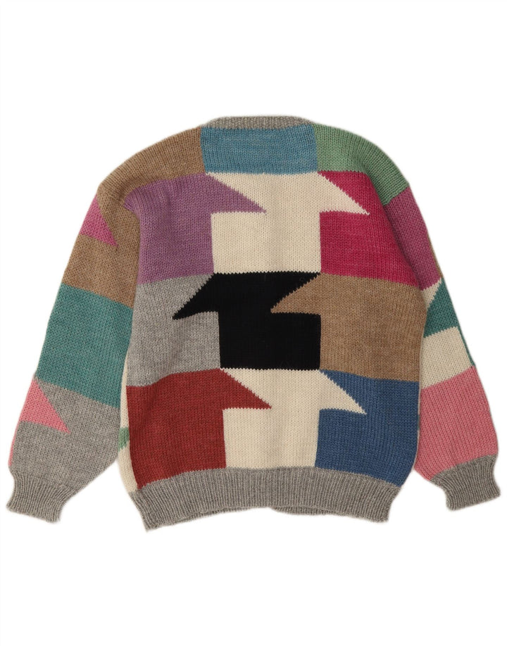 Vintage Womens Cardigan Sweater UK 16 Large Multicoloured Colourblock
