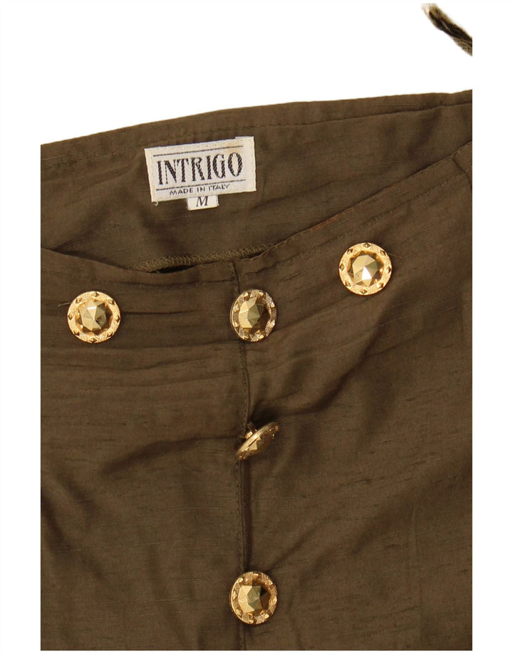Vintage Womens High Waist Mini Skirt Medium W24 Khaki