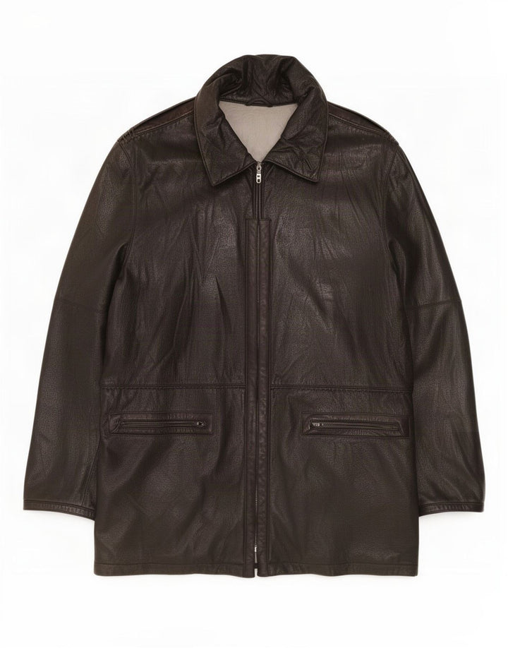 Umberto Bilancioni Mens Leather Jacket UK 40 Large Black
