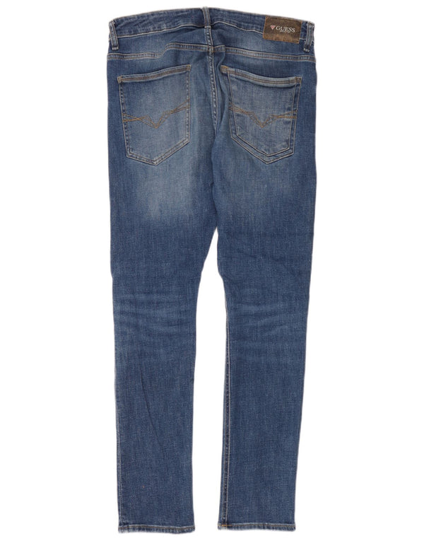 Guess Mens Super Skinny Jeans W32 L32 Blue Cotton