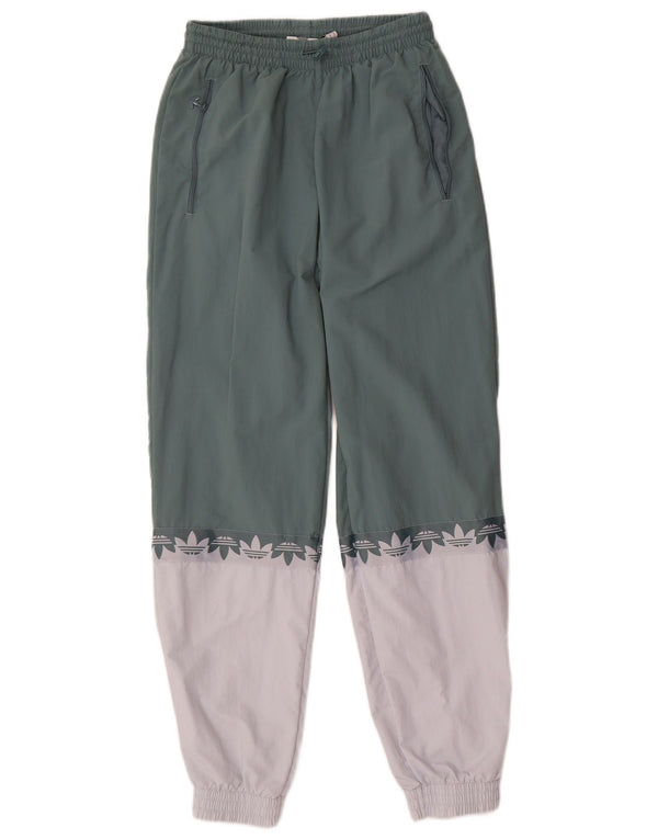 Adidas Mens Graphic Tracksuit Trousers Joggers Small Green Colourblock
