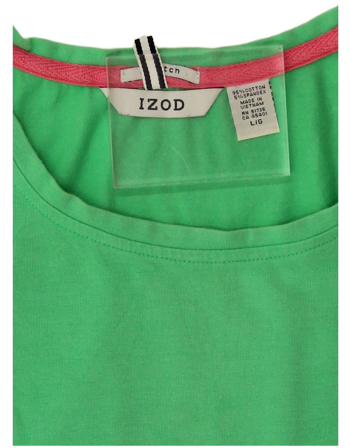 Izod Womens T-Shirt Top UK 16 Large Green Cotton