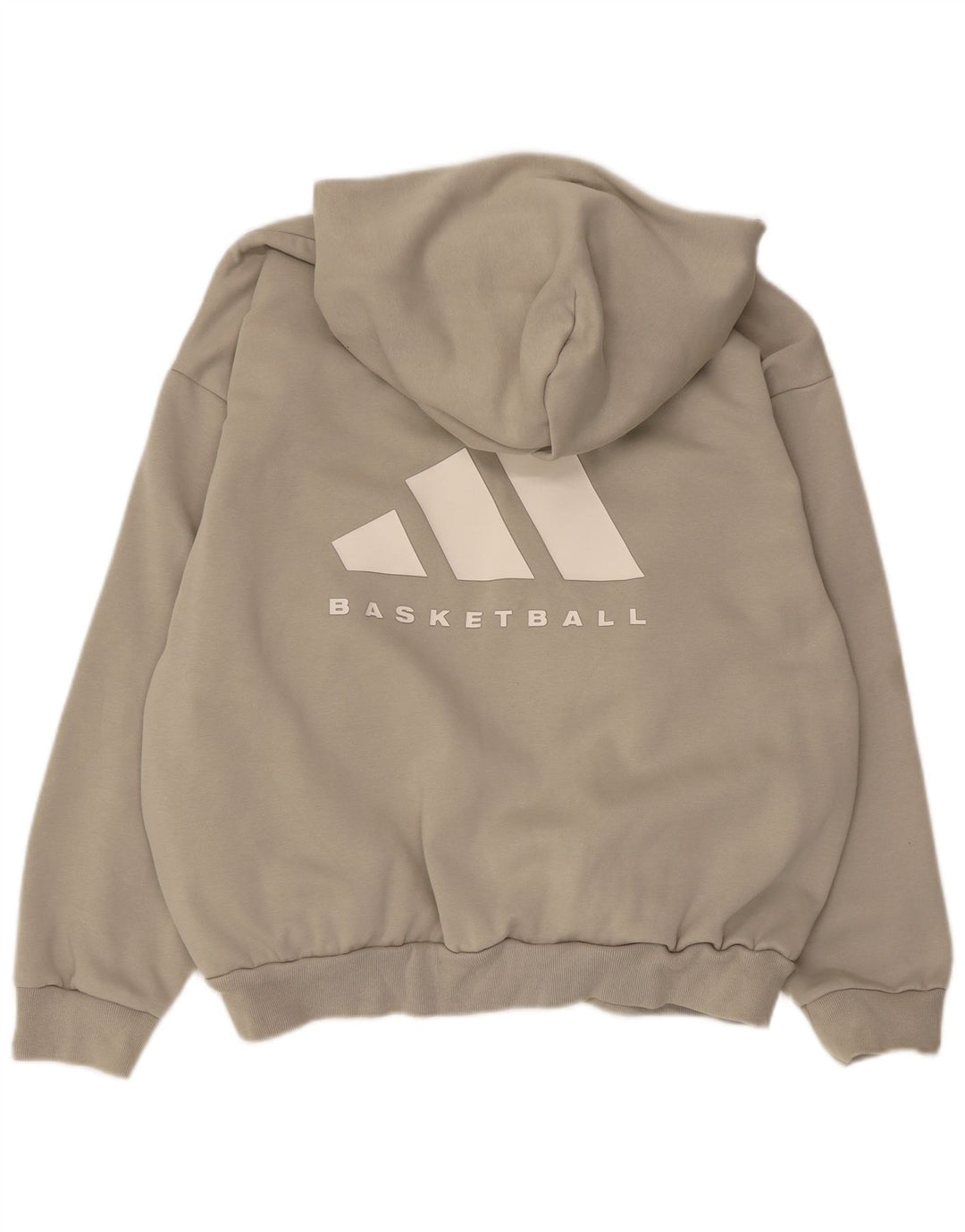 Adidas Mens Graphic Oversized Hoodie Jumper Small Beige