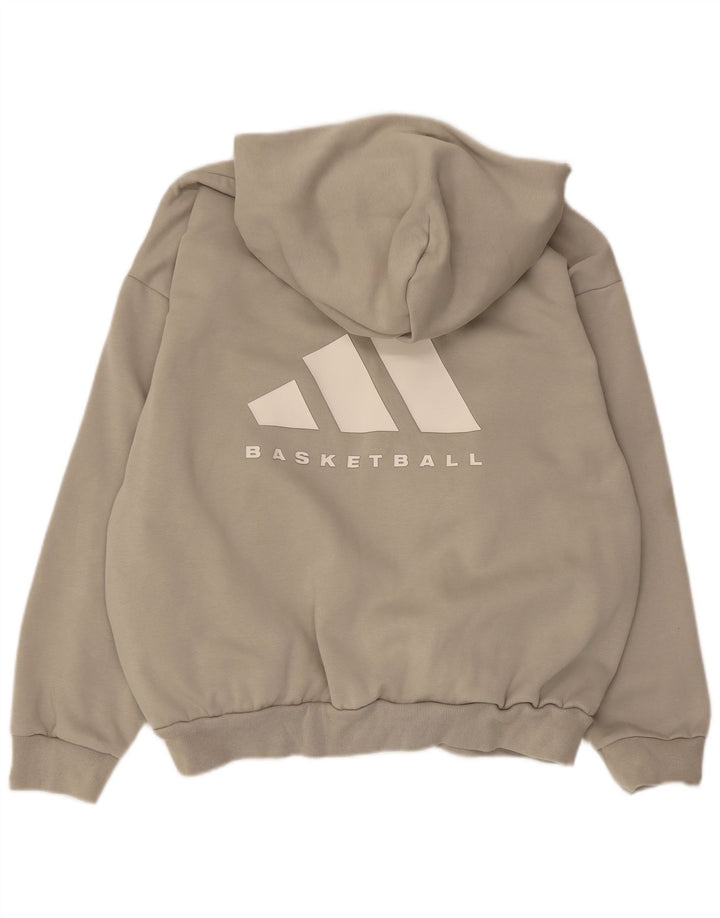 Adidas Mens Graphic Oversized Hoodie Jumper Small Beige