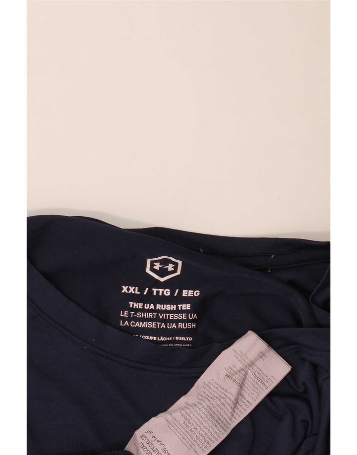 Under Armour Mens T-Shirt Top 2XL Navy Blue Polyester
