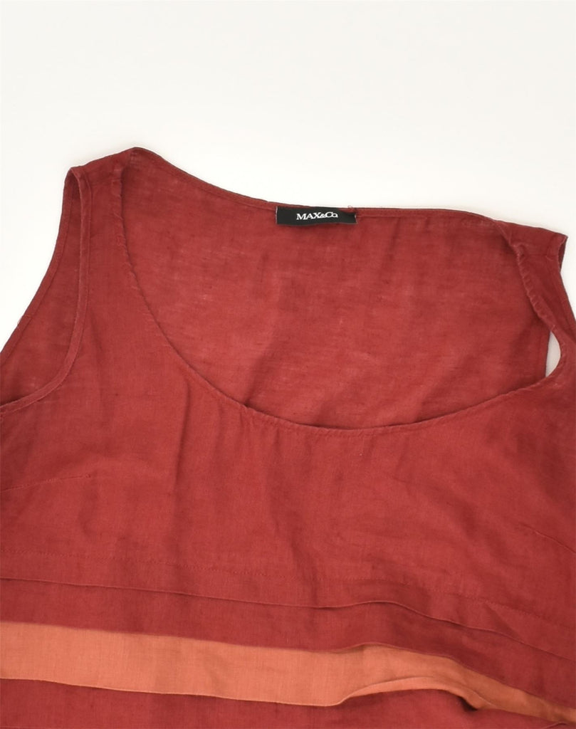 MAX & CO. Womens Sleeveless Blouse Top UK 10 Small Maroon Colourblock | Vintage Max & Co. | Thrift | Second-Hand Max & Co. | Used Clothing | Messina Hembry 