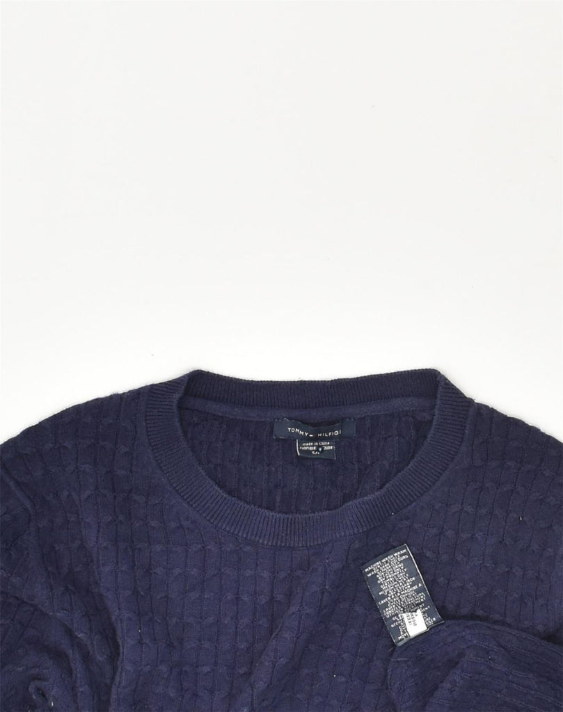 TOMMY HILFIGER Womens Crew Neck Jumper Sweater UK 10 Small Navy Blue | Vintage Tommy Hilfiger | Thrift | Second-Hand Tommy Hilfiger | Used Clothing | Messina Hembry 