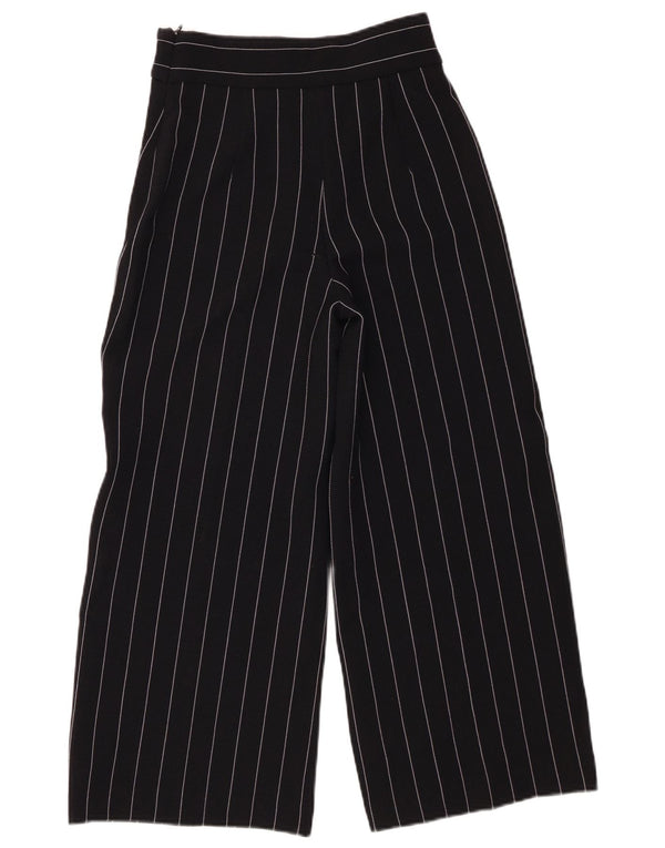 Zara Womens High Waist Wide Leg Casual Trousers XS W24 L25 Black Striped