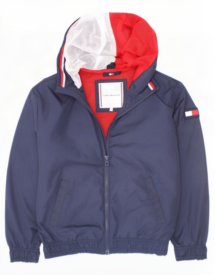 Tommy Hilfiger Boys Hooded Bomber Jacket 7-8 Years Navy Blue Polyester