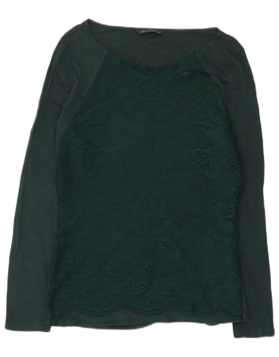 Marks & Spencer Womens Top Long Sleeve UK 12 Medium Green Paisley Viscose