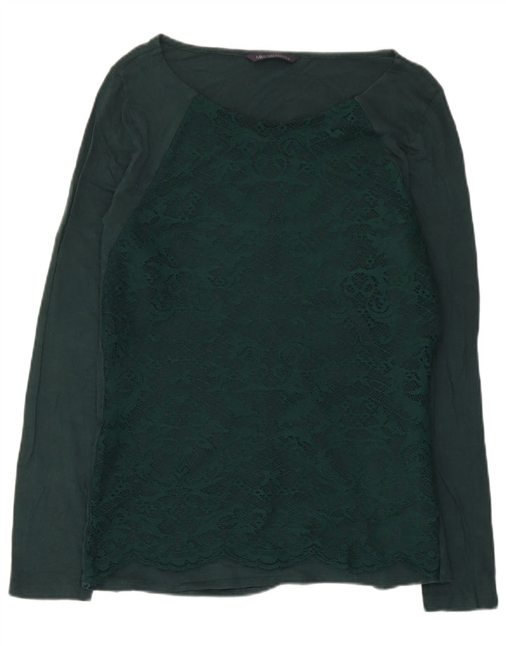 Marks & Spencer Womens Top Long Sleeve UK 12 Medium Green Paisley Viscose