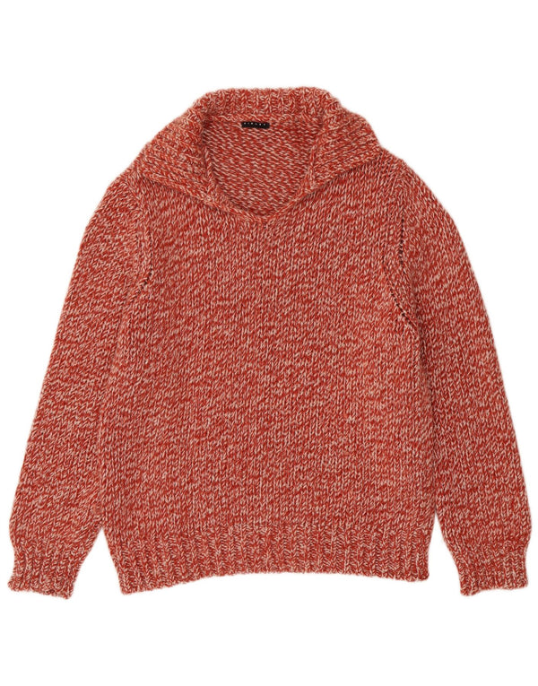 Sisley Womens Polo Neck Jumper Sweater UK 18 XL Red Flecked Wool