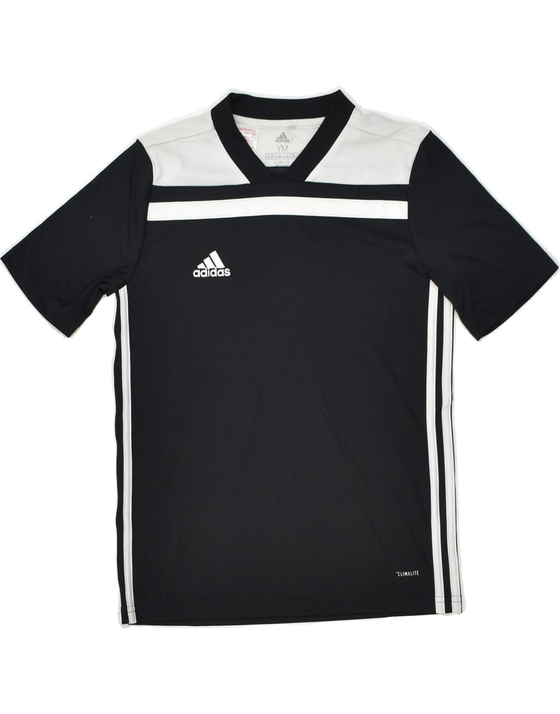 ADIDAS Boys Climalite T-Shirt Top 11-12 Years Medium Black Colourblock | Vintage Adidas | Thrift | Second-Hand Adidas | Used Clothing | Messina Hembry 