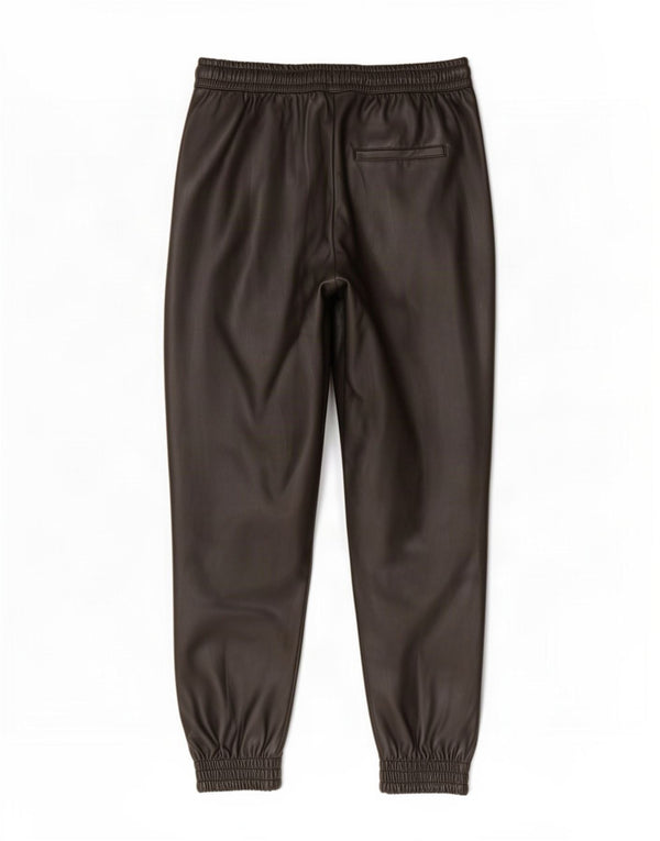Zara Womens Joggers Faux Leather Trousers Medium W28 L26 Black Polyester