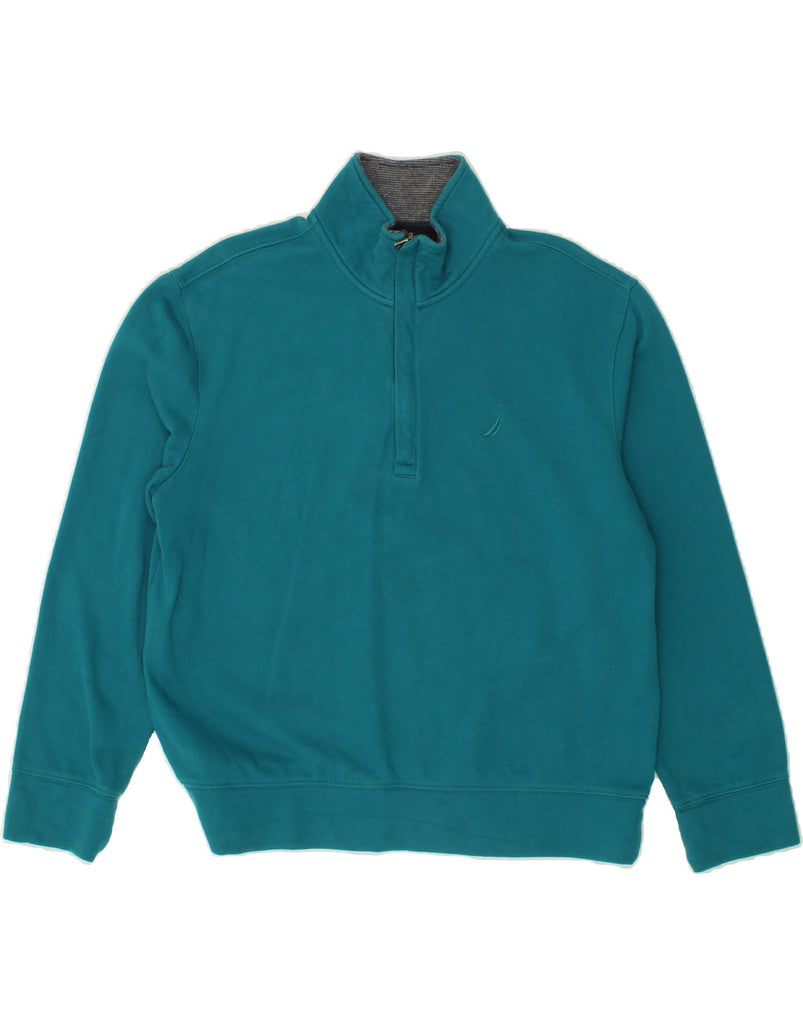 NAUTICA Mens Zip Neck Sweatshirt Jumper Medium Blue Cotton Vintage Nautica and Second-Hand Nautica from Messina Hembry 