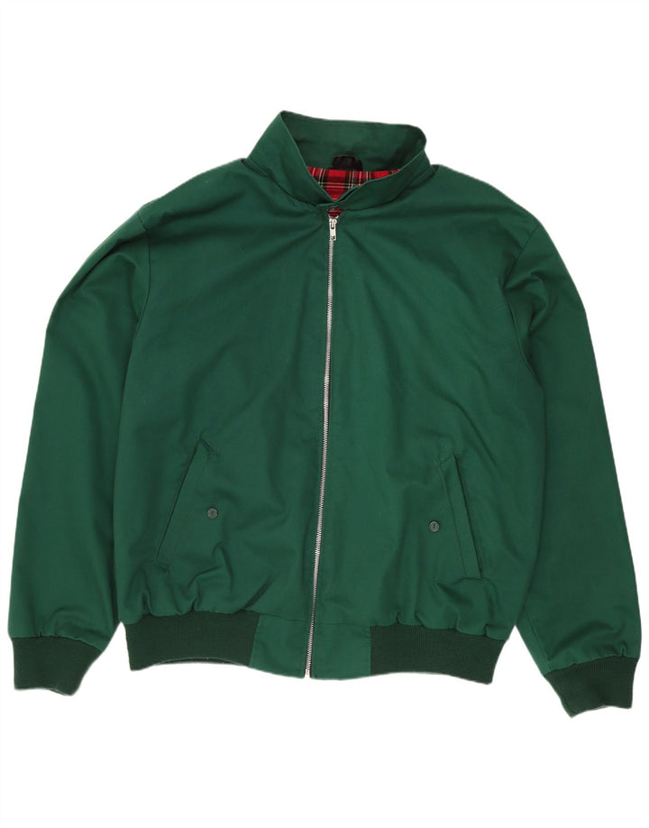 Vintage Mens Bomber Jacket UK 40 Large Green Polyester Retro
