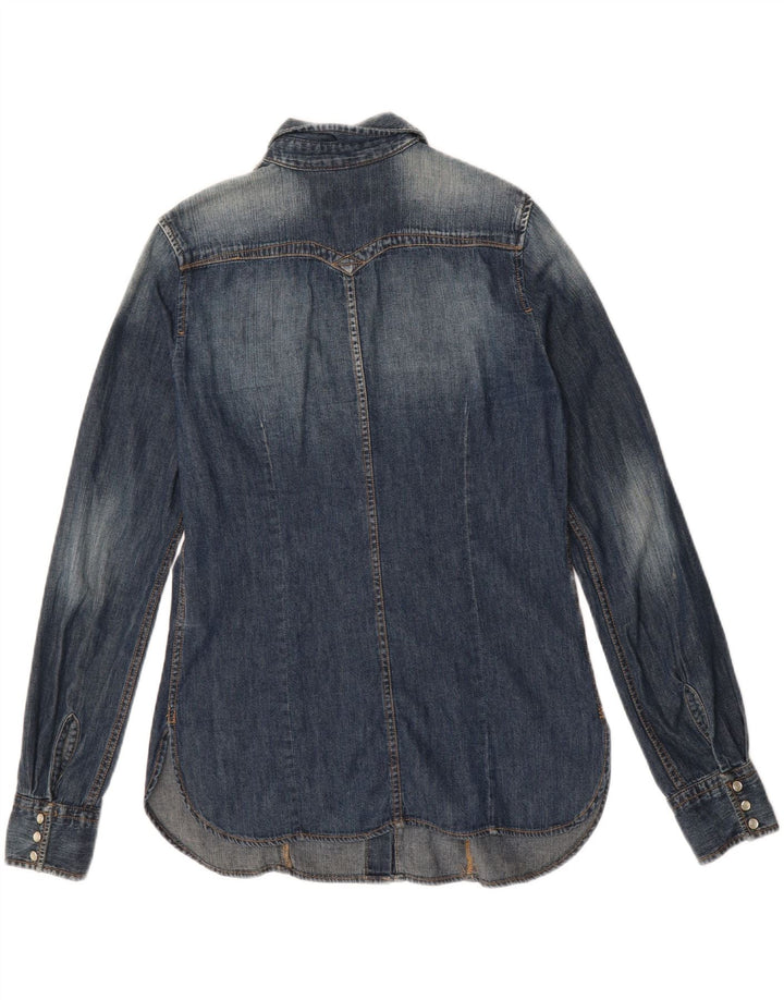 REPLAY Womens Oversized Denim Shirt UK 10 Small Navy Blue Vintage Replay and Second-Hand Replay from Messina Hembry 