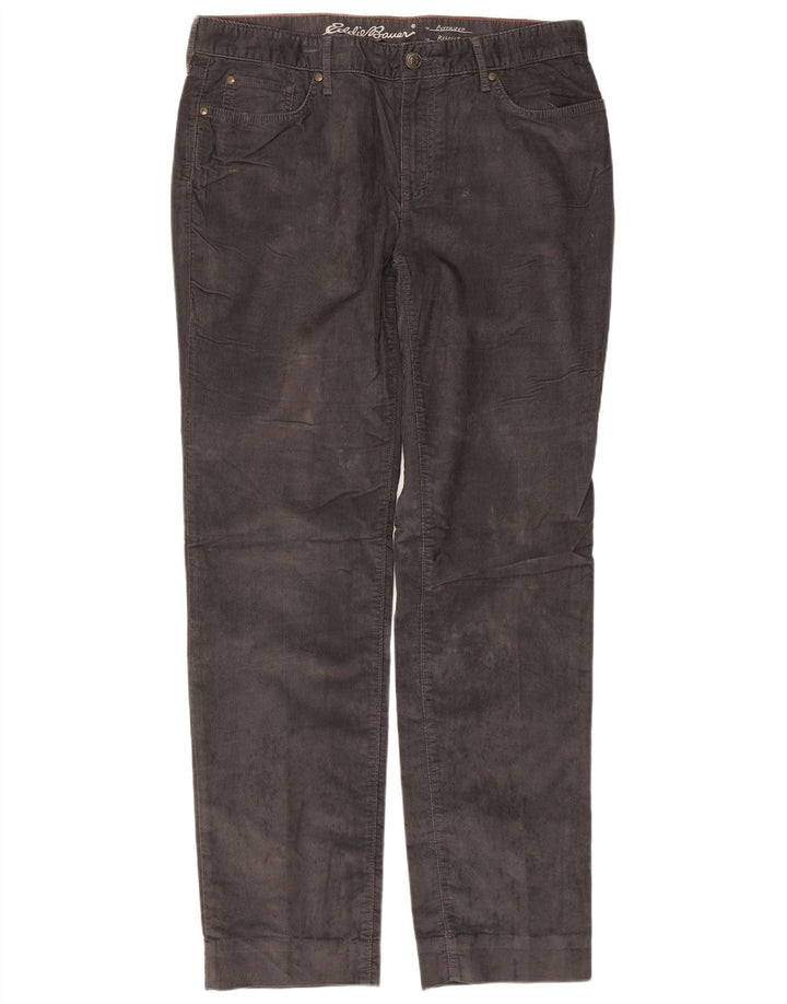 Eddie Bauer Womens Corduroy Trousers US 12 Large W36 L32 Grey Cotton