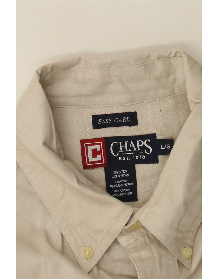 Chaps Mens Easy Care Shirt Large Beige Cotton