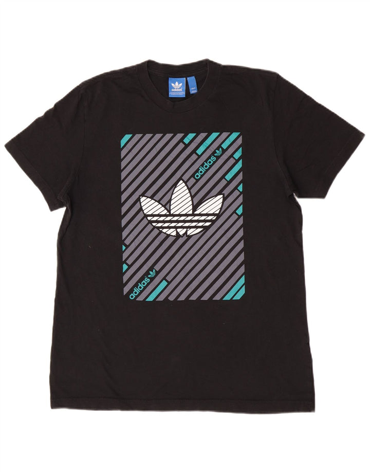 Adidas Mens Graphic T-Shirt Top Medium Black Cotton